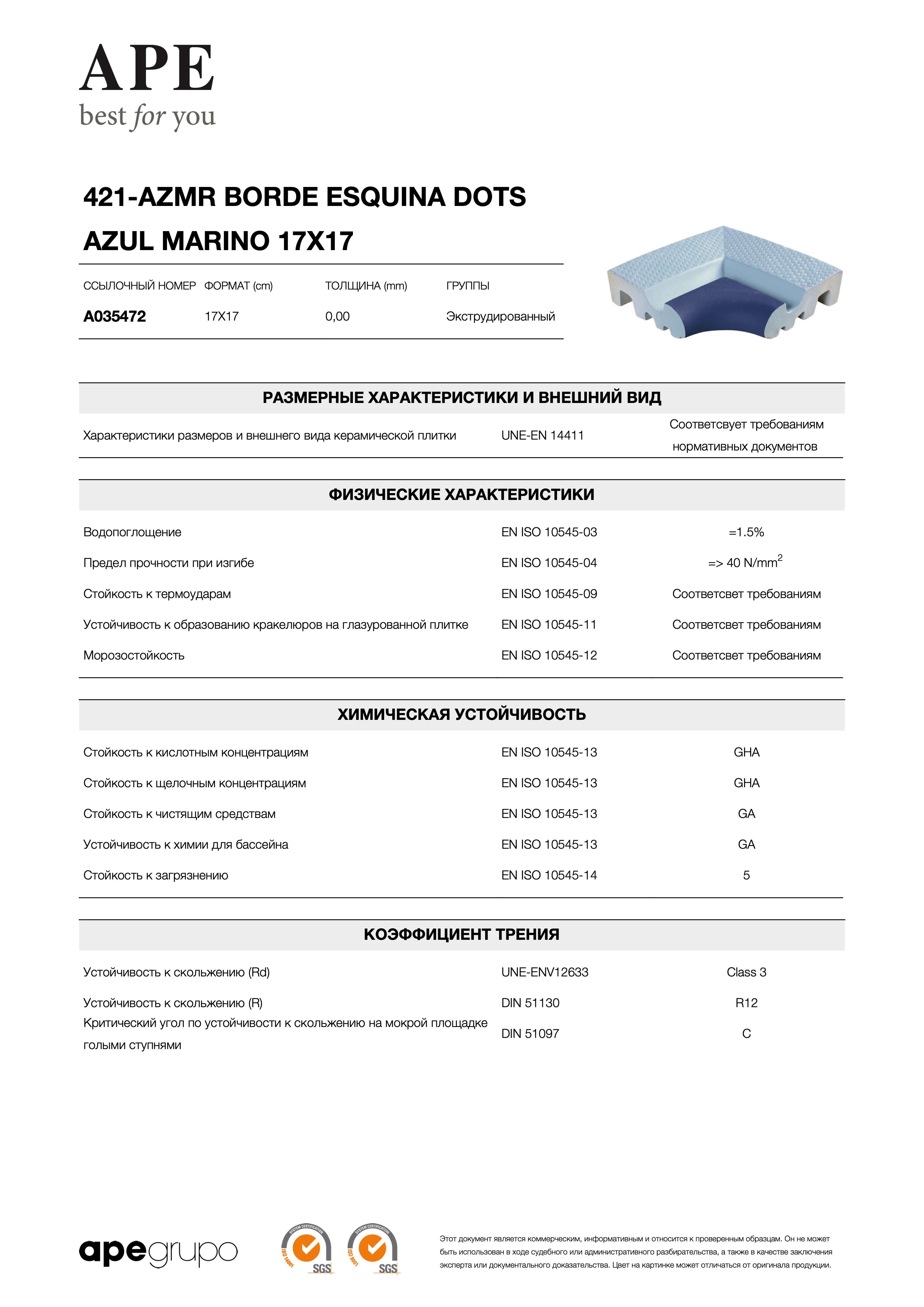 APE 421-azmr Borde Esquina Dots Azul Marino 17x17 A035472