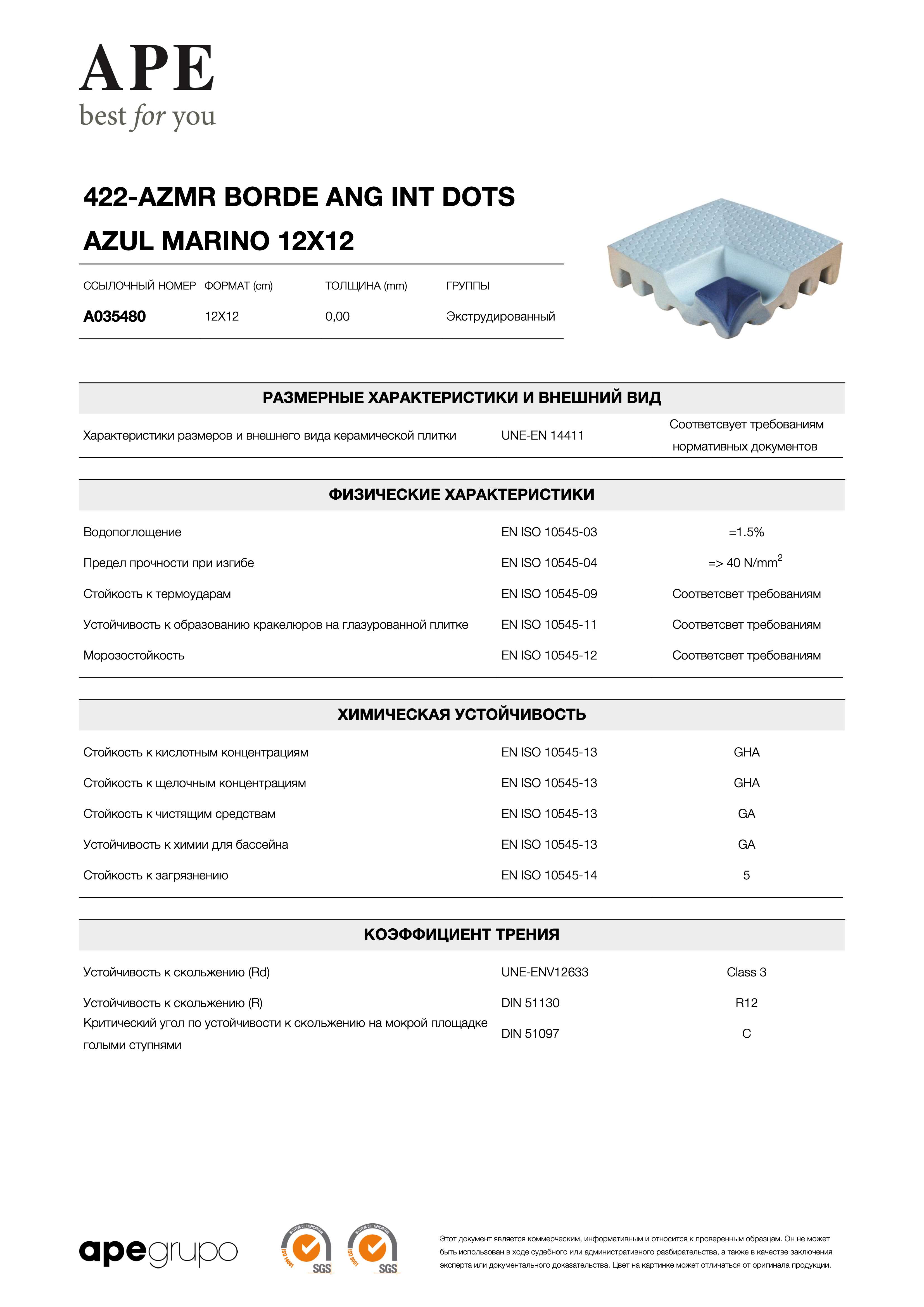 APE 422-azmr Borde Ang Int Dots Azul Marino 12x12 A035480