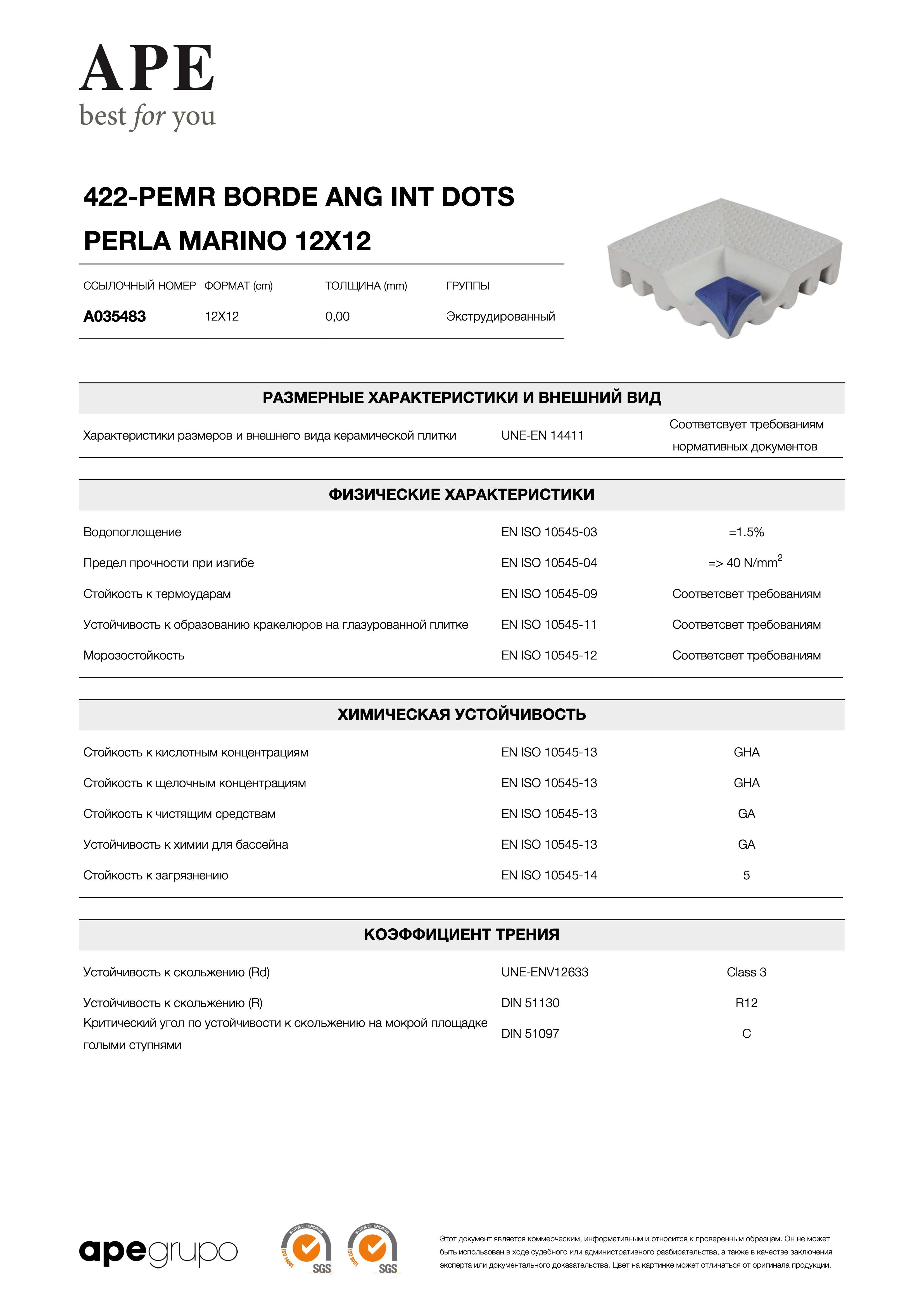 APE 422-pemr Borde Ang Int Dots Perla Marino 12x12 A035483